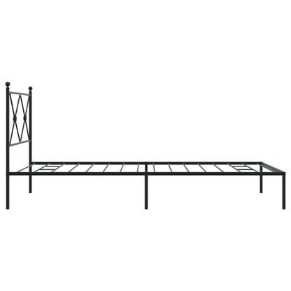 Bedframe met hoofdbord metaal zwart 107x203 cm