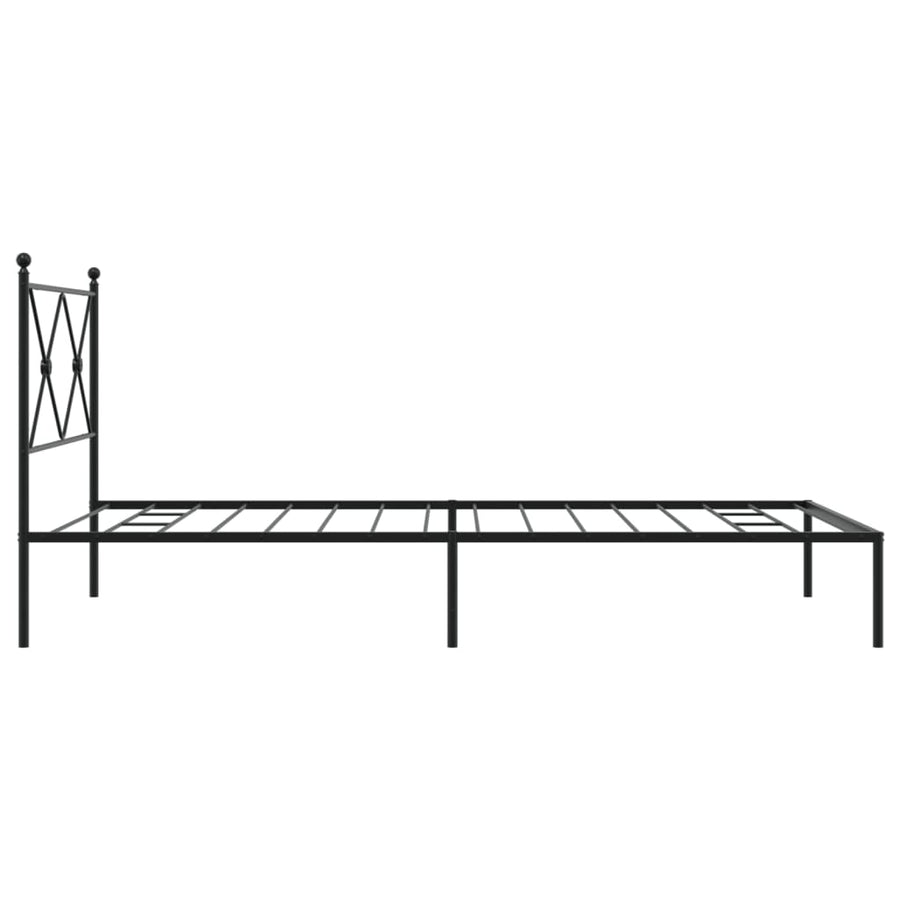 Bedframe met hoofdbord metaal zwart 107x203 cm