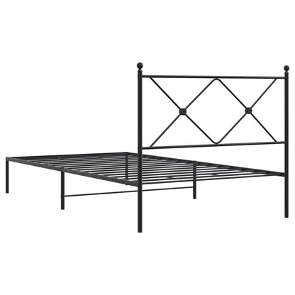 Bedframe met hoofdbord metaal zwart 107x203 cm