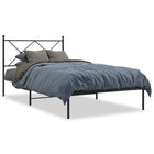 Black metal bed frame with headboard 107x203 cm
