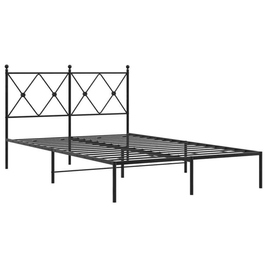 Bedframe met hoofdbord metaal zwart 120x190 cm