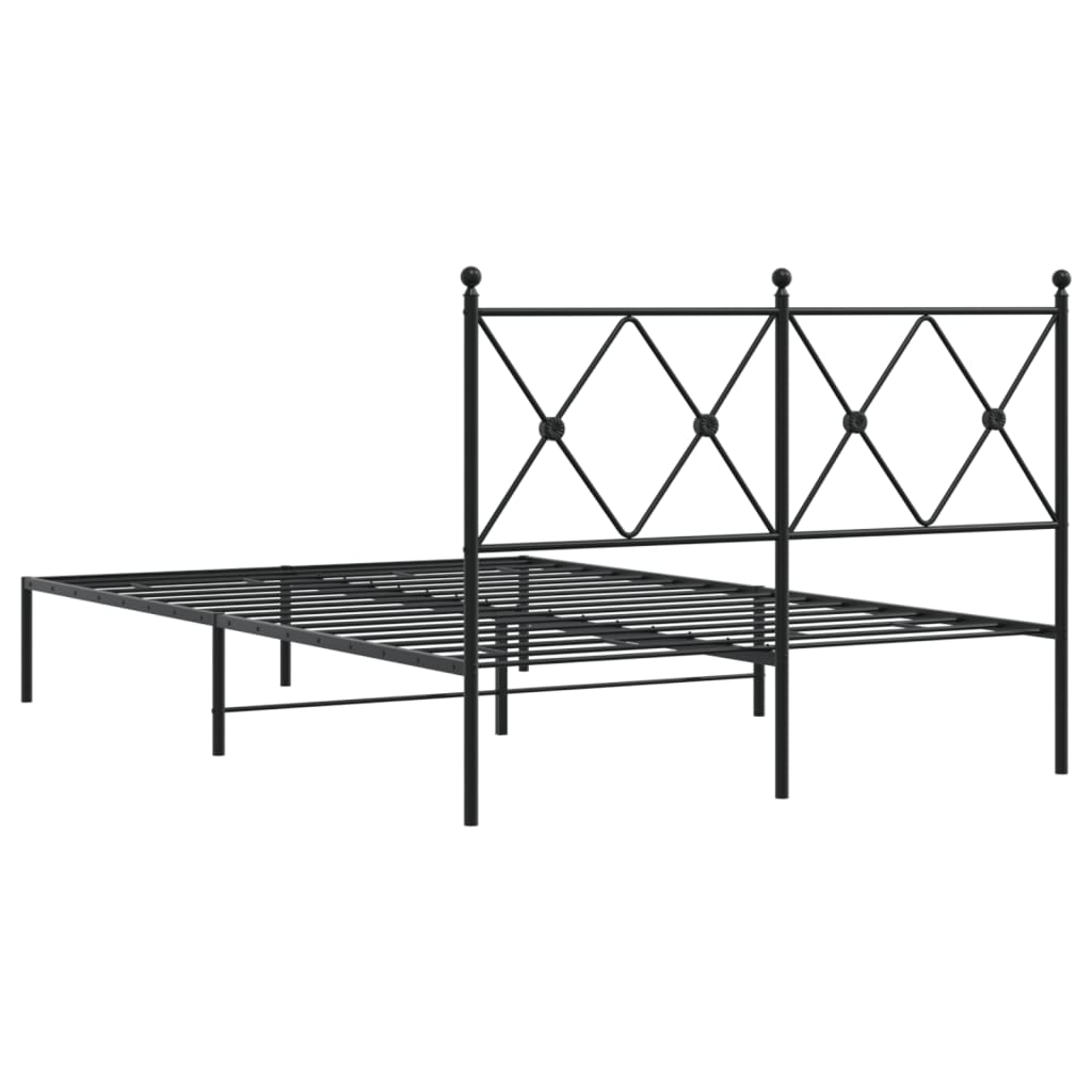 Bedframe met hoofdbord metaal zwart 120x190 cm