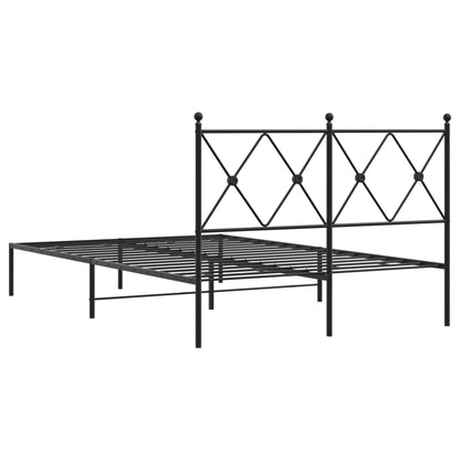 Bedframe met hoofdbord metaal zwart 120x190 cm