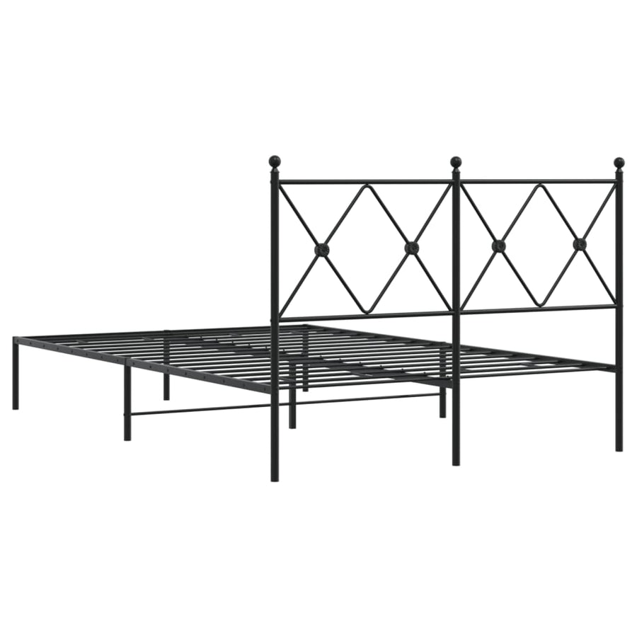 Bedframe met hoofdbord metaal zwart 120x190 cm