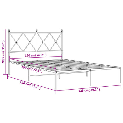 Bedframe met hoofdbord metaal zwart 120x190 cm