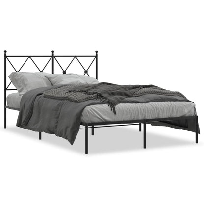 Bedframe met hoofdbord metaal zwart 120x190 cm