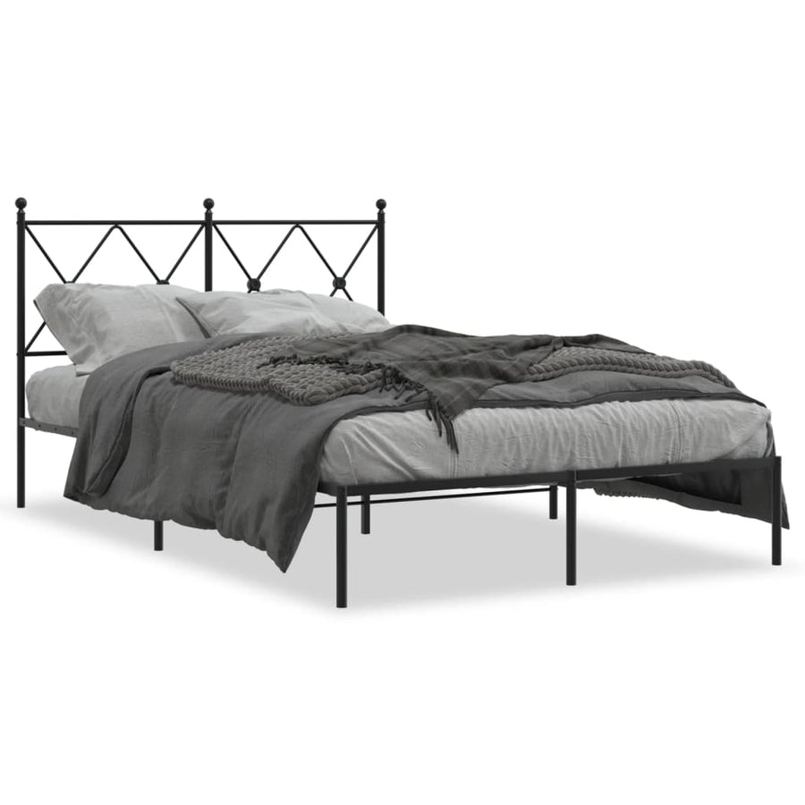 Bedframe met hoofdbord metaal zwart 120x190 cm