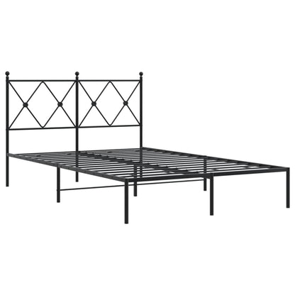 Bedframe met hoofdbord metaal zwart 120x200 cm