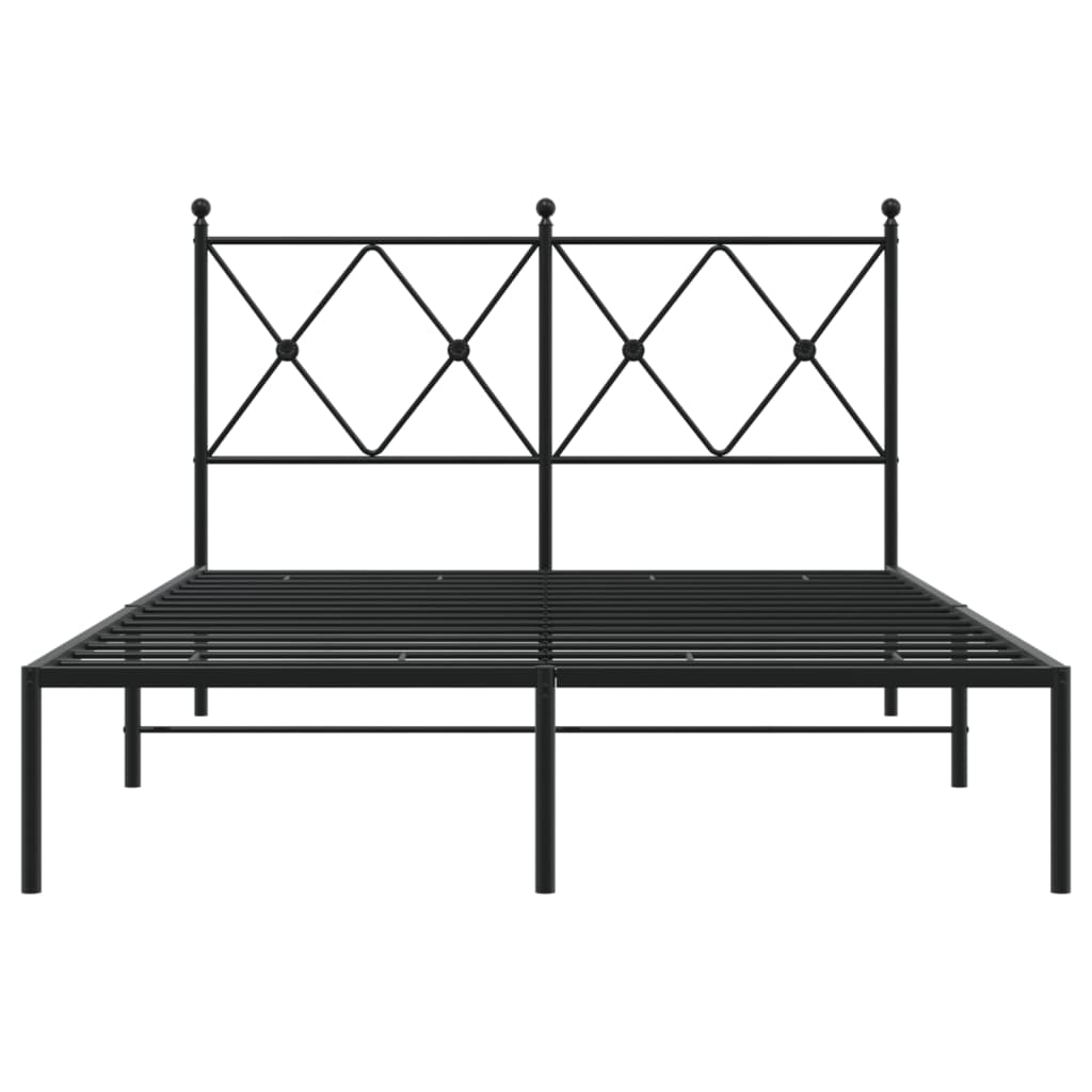 Bedframe met hoofdbord metaal zwart 120x200 cm