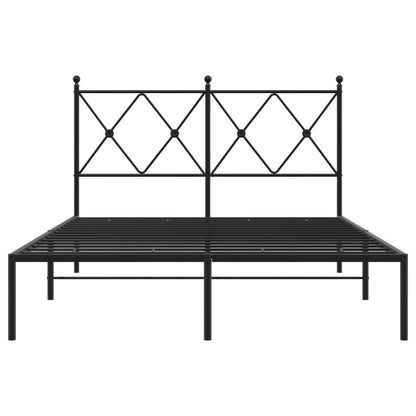 Bedframe met hoofdbord metaal zwart 120x200 cm