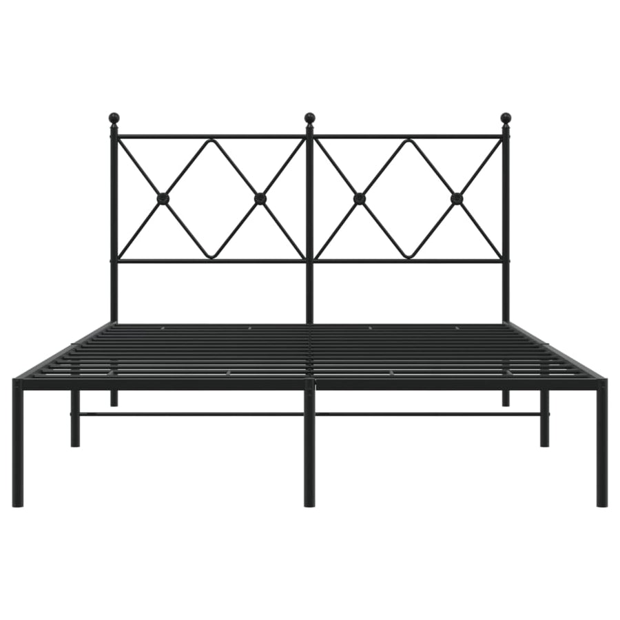 Bedframe met hoofdbord metaal zwart 120x200 cm