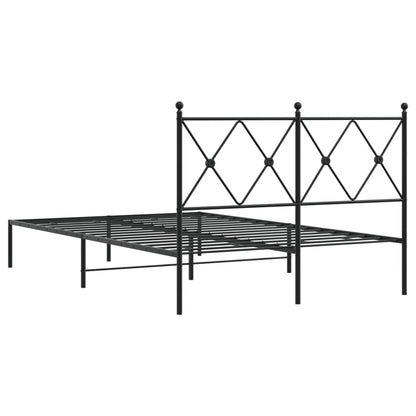 Bedframe met hoofdbord metaal zwart 120x200 cm