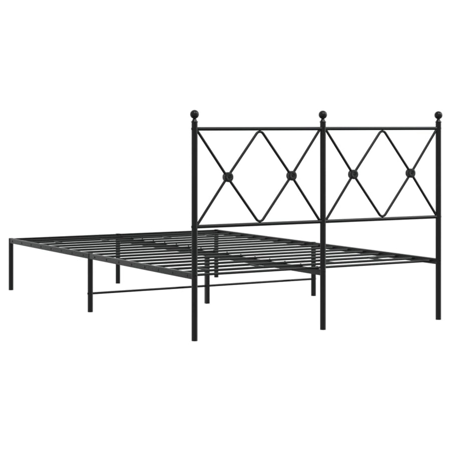 Bedframe met hoofdbord metaal zwart 120x200 cm