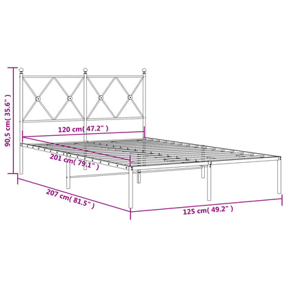 Bedframe met hoofdbord metaal zwart 120x200 cm
