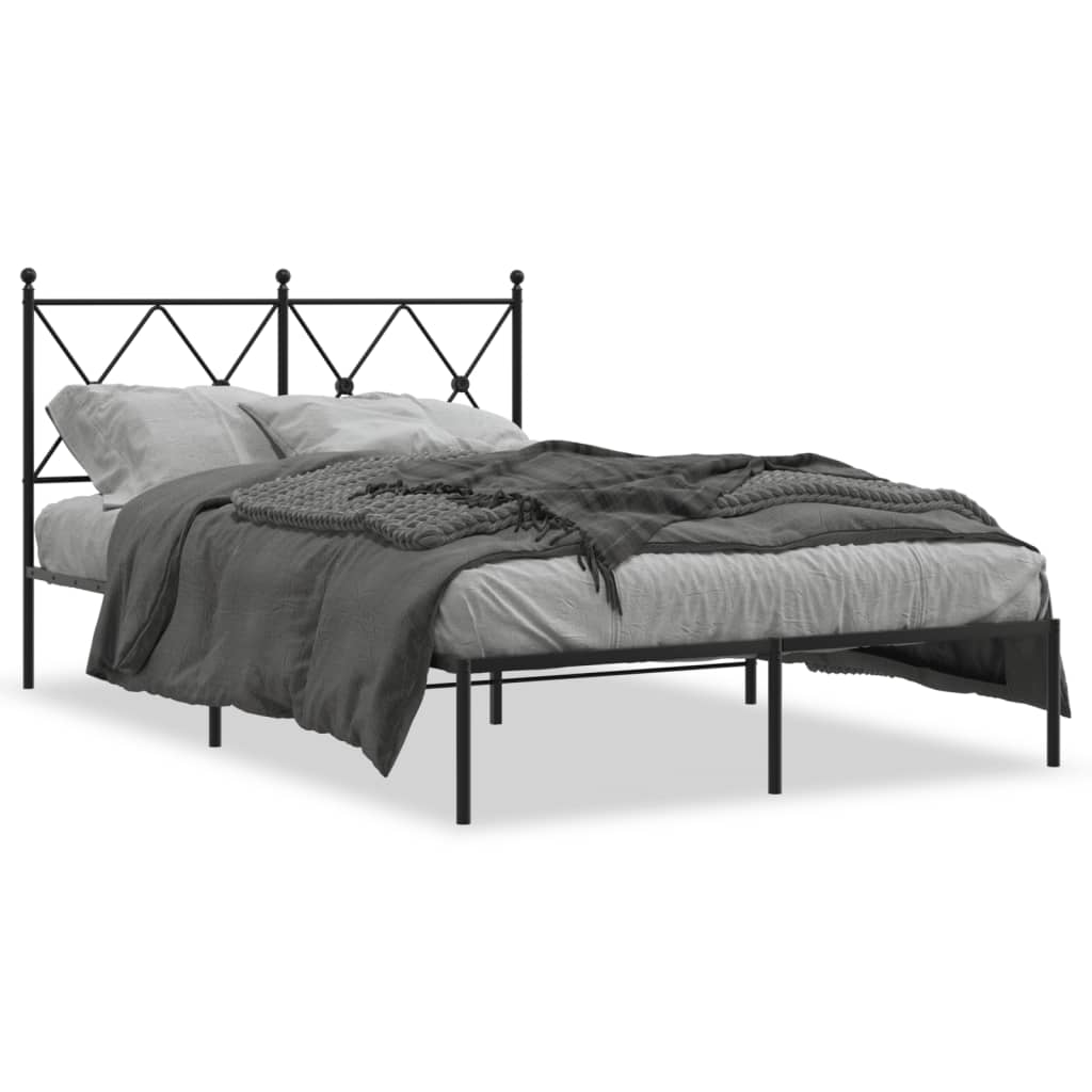 Bedframe met hoofdbord metaal zwart 120x200 cm