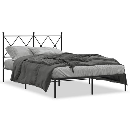 Bedframe met hoofdbord metaal zwart 120x200 cm