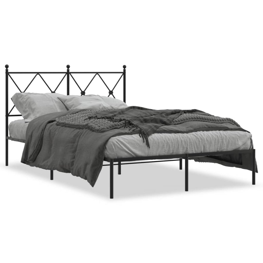 Bedframe met hoofdbord metaal zwart 120x200 cm