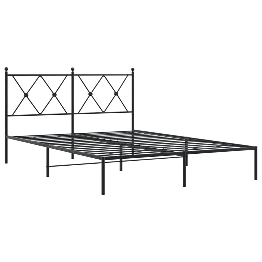 Bedframe met hoofdbord metaal zwart 135x190 cm