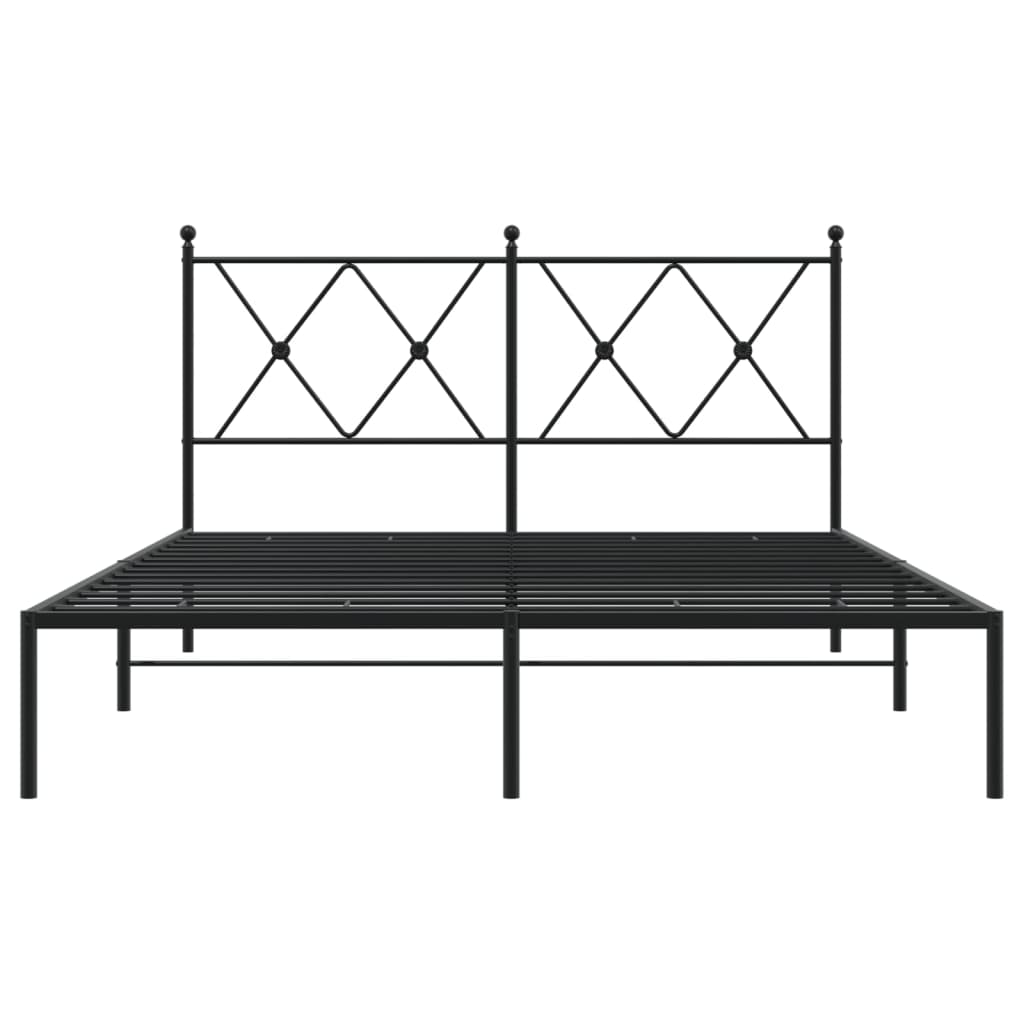 Bedframe met hoofdbord metaal zwart 135x190 cm