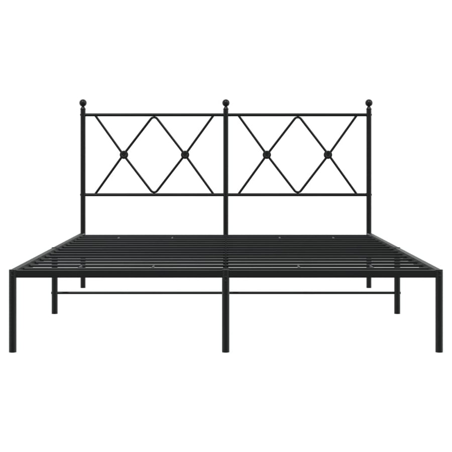 Bedframe met hoofdbord metaal zwart 135x190 cm