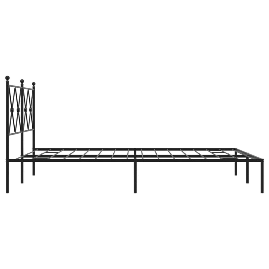 Bedframe met hoofdbord metaal zwart 135x190 cm