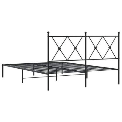 Bedframe met hoofdbord metaal zwart 135x190 cm