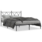 Black metal bed frame with headboard 135x190 cm