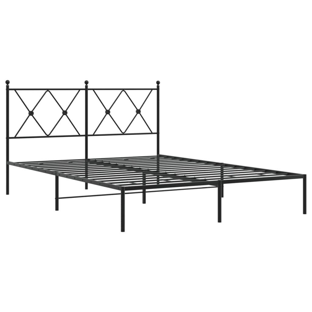 Bedframe met hoofdbord metaal zwart 140x190 cm
