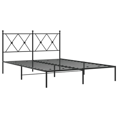 Bedframe met hoofdbord metaal zwart 140x190 cm