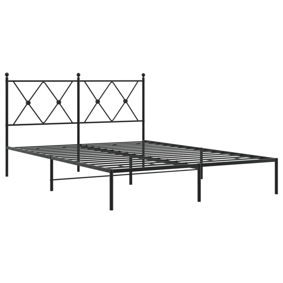 Bedframe met hoofdbord metaal zwart 140x190 cm