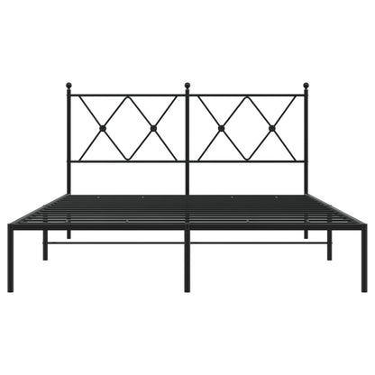Bedframe met hoofdbord metaal zwart 140x190 cm