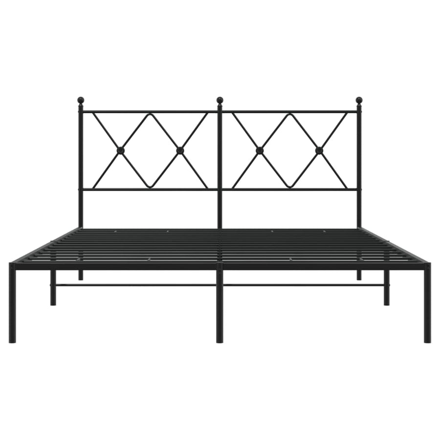 Bedframe met hoofdbord metaal zwart 140x190 cm