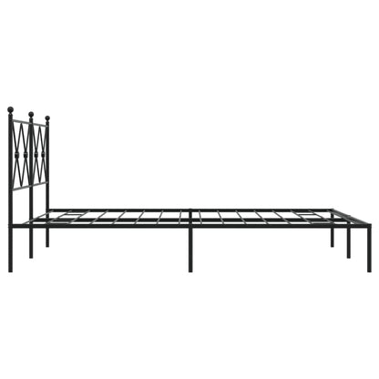 Bedframe met hoofdbord metaal zwart 140x190 cm
