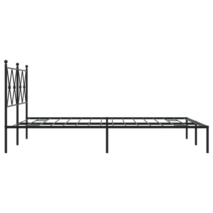 Bedframe met hoofdbord metaal zwart 140x190 cm