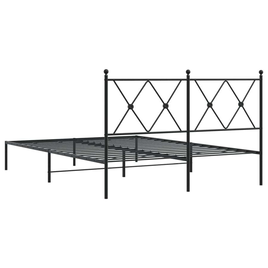 Bedframe met hoofdbord metaal zwart 140x190 cm