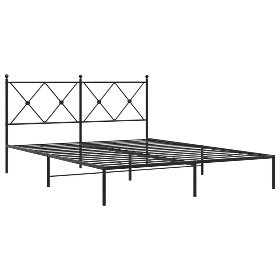 Bedframe met hoofdbord metaal zwart 160x200 cm