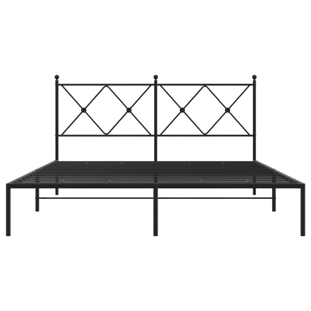 Bedframe met hoofdbord metaal zwart 160x200 cm