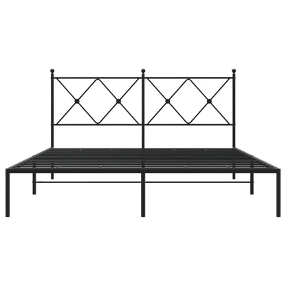 Bedframe met hoofdbord metaal zwart 160x200 cm