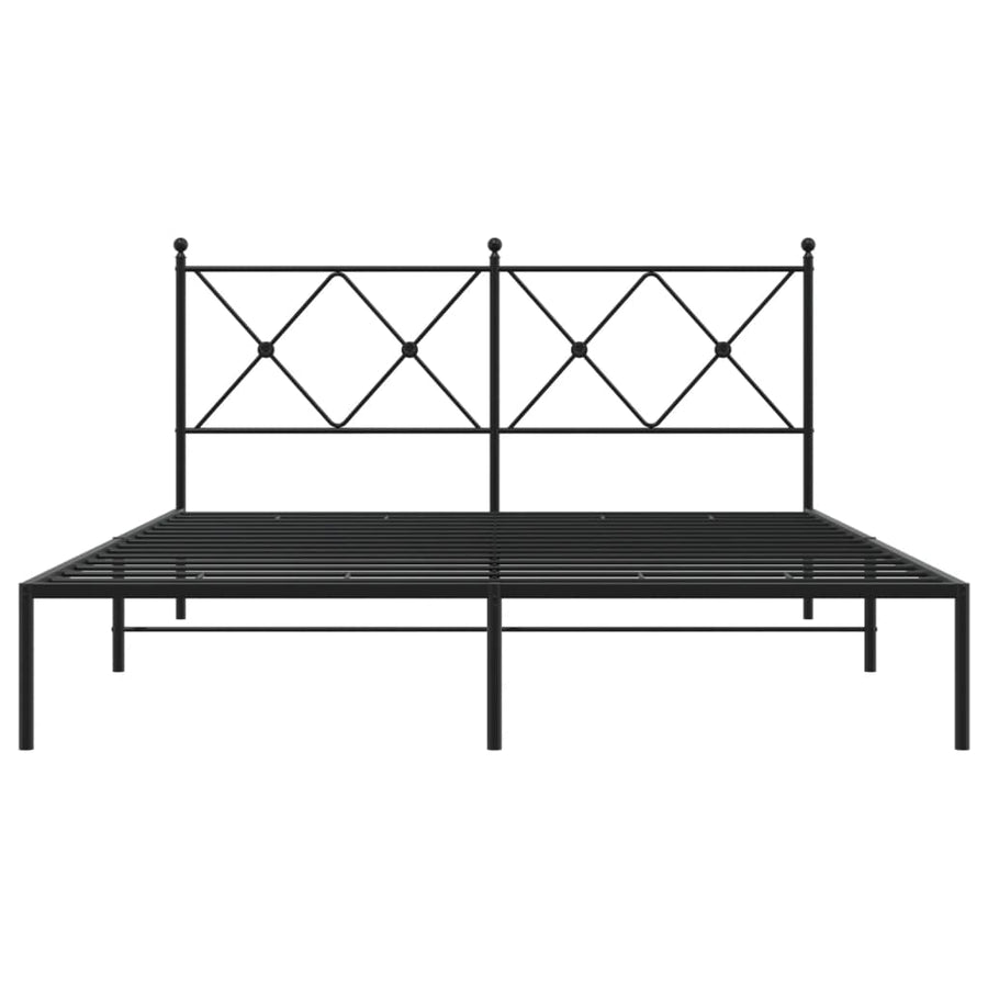Bedframe met hoofdbord metaal zwart 160x200 cm