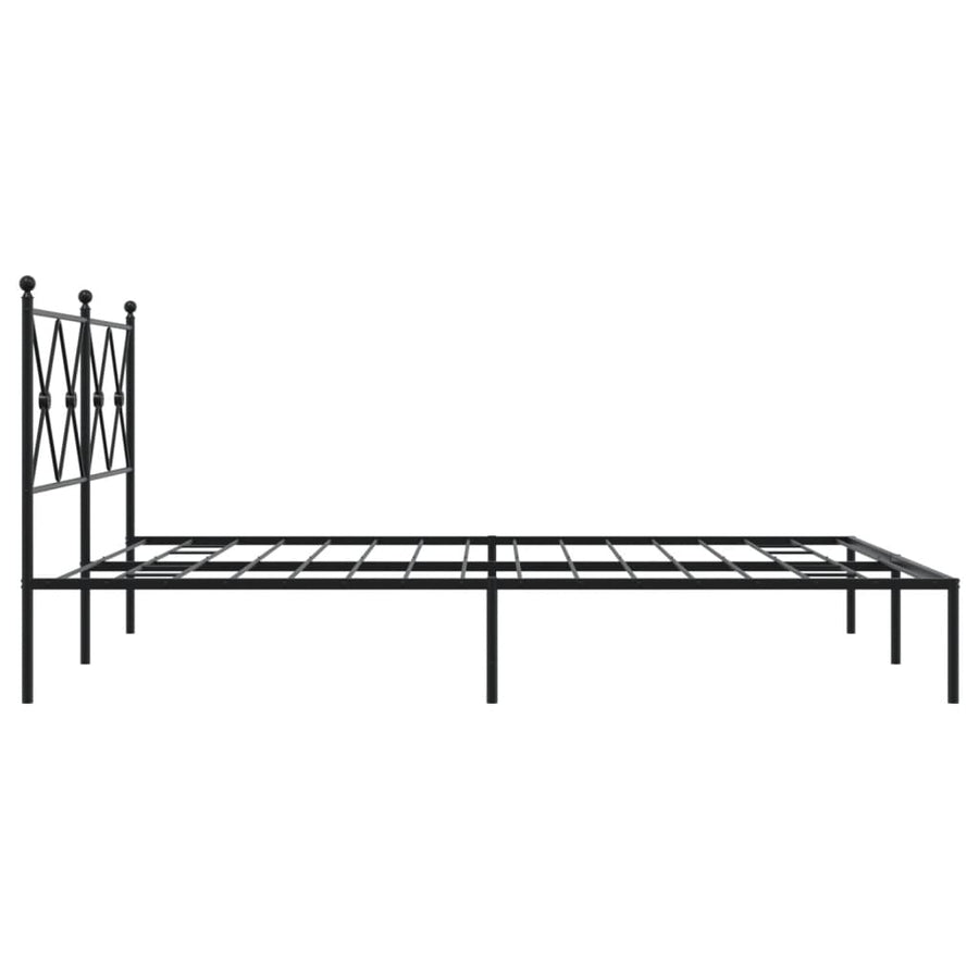 Bedframe met hoofdbord metaal zwart 160x200 cm