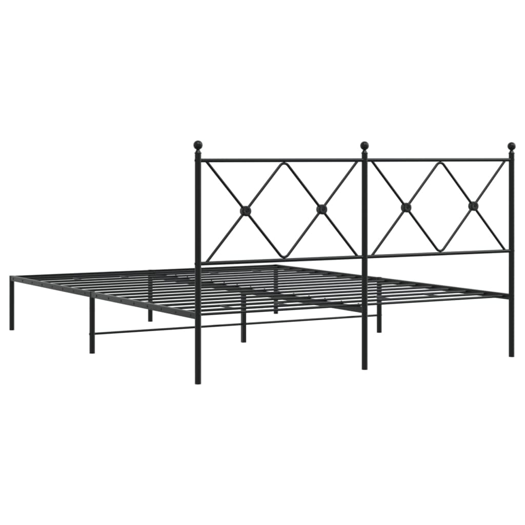 Bedframe met hoofdbord metaal zwart 160x200 cm