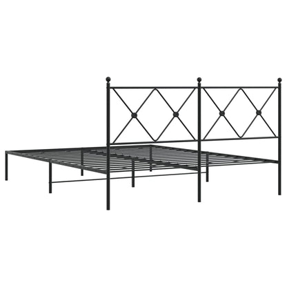 Bedframe met hoofdbord metaal zwart 160x200 cm
