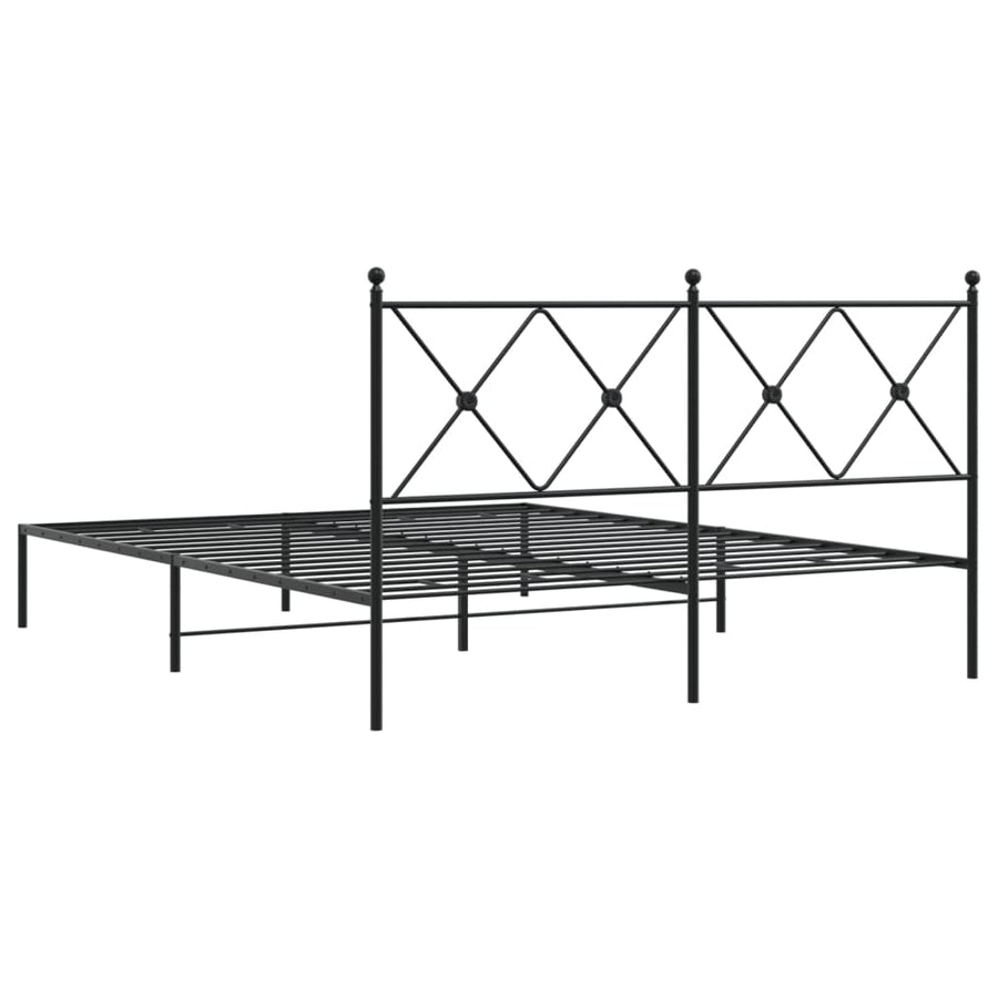 Bedframe met hoofdbord metaal zwart 160x200 cm