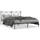 Bedframe met hoofdbord metaal zwart 160x200 cm