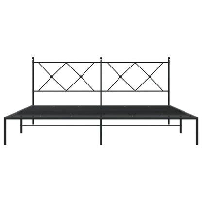 Bedframe met hoofdbord metaal zwart 183x213 cm