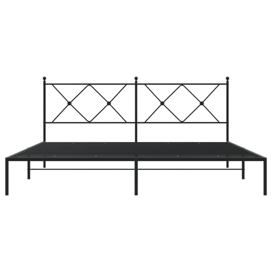 Bedframe met hoofdbord metaal zwart 183x213 cm