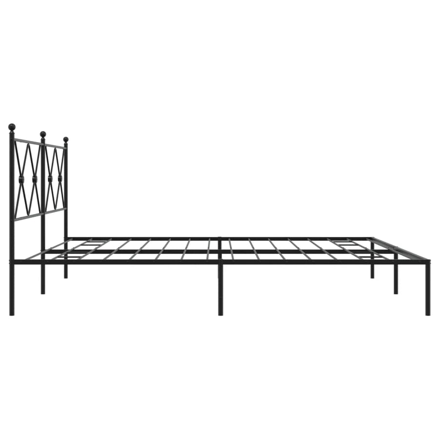 Bedframe met hoofdbord metaal zwart 183x213 cm