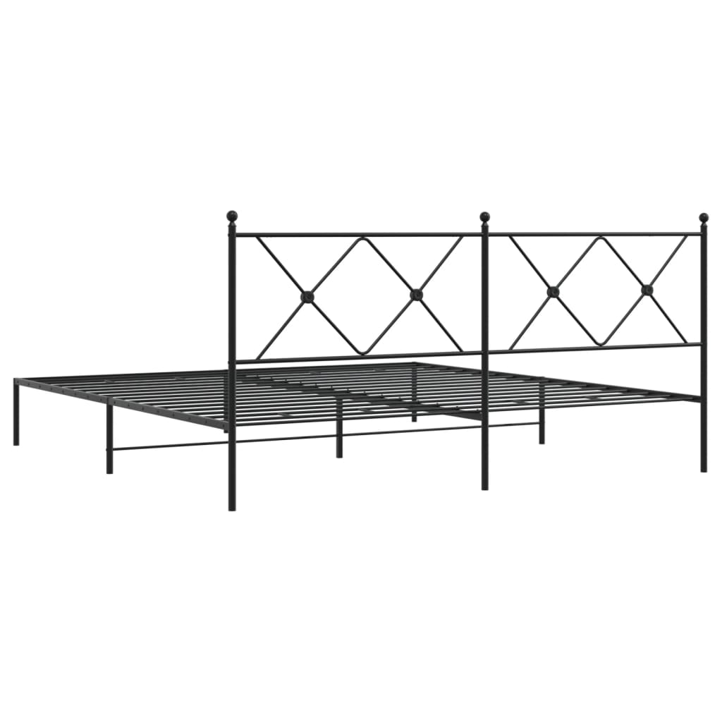 Bedframe met hoofdbord metaal zwart 183x213 cm