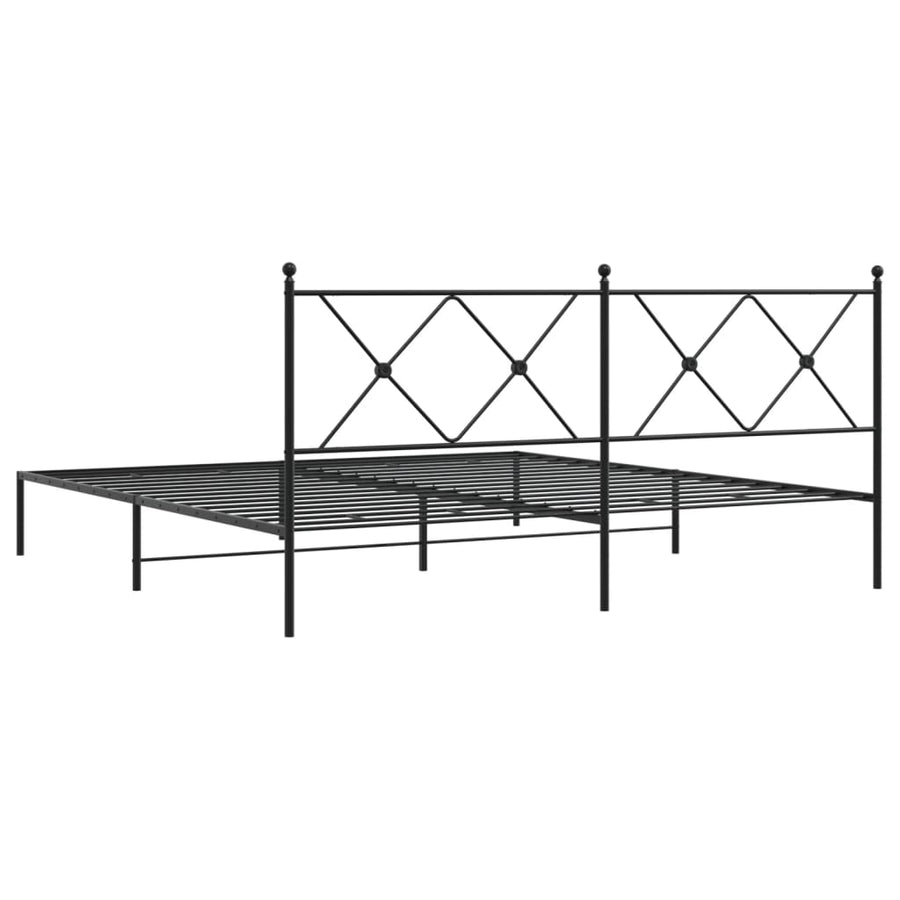 Bedframe met hoofdbord metaal zwart 183x213 cm