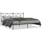 Black metal bed frame with headboard 183x213 cm